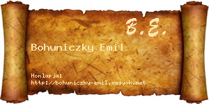 Bohuniczky Emil névjegykártya